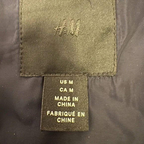 H&M Navy Quilted Lightweight Hiking Jacket Zip Front Utility Coat Sz Medium - Picture 4 of 10
